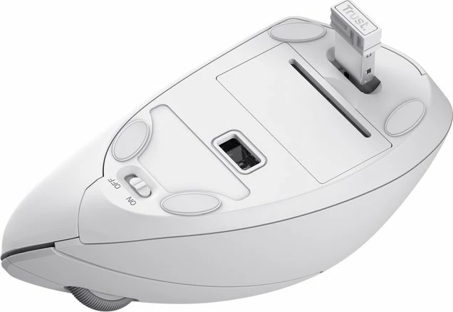 Maus wireless ergonomik Trust Verto 25132 1600 DPI vertikal për dorën e djathtë, i bardhë