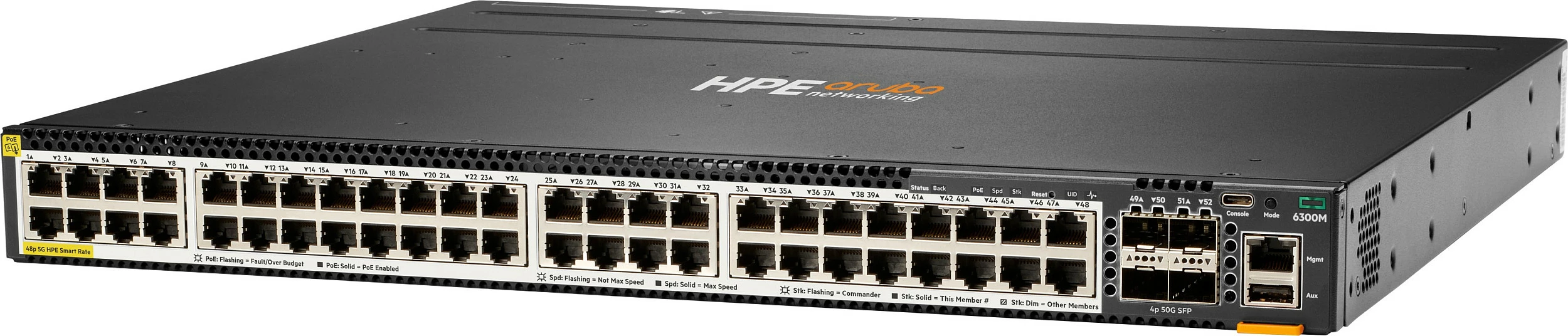Switch HPE Aruba CX 6300M, 48x 1/2.5/5GbE PoE, 4x SFP56, 1U, i zi