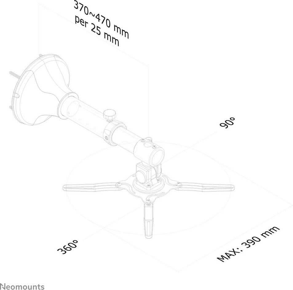 Mbajtës muri për projektor Newstar BEAMER-W050BLACK, universal, rrotullues, 37-47 cm, 12 kg, e zezë
