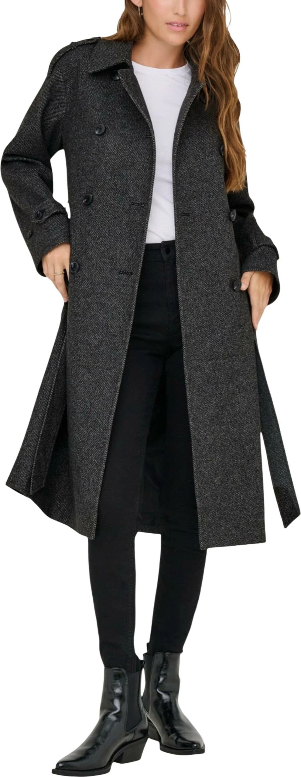 Pallto trench për femra Only ONLASTA 15363034, gri e errët [Madhësia: XL]