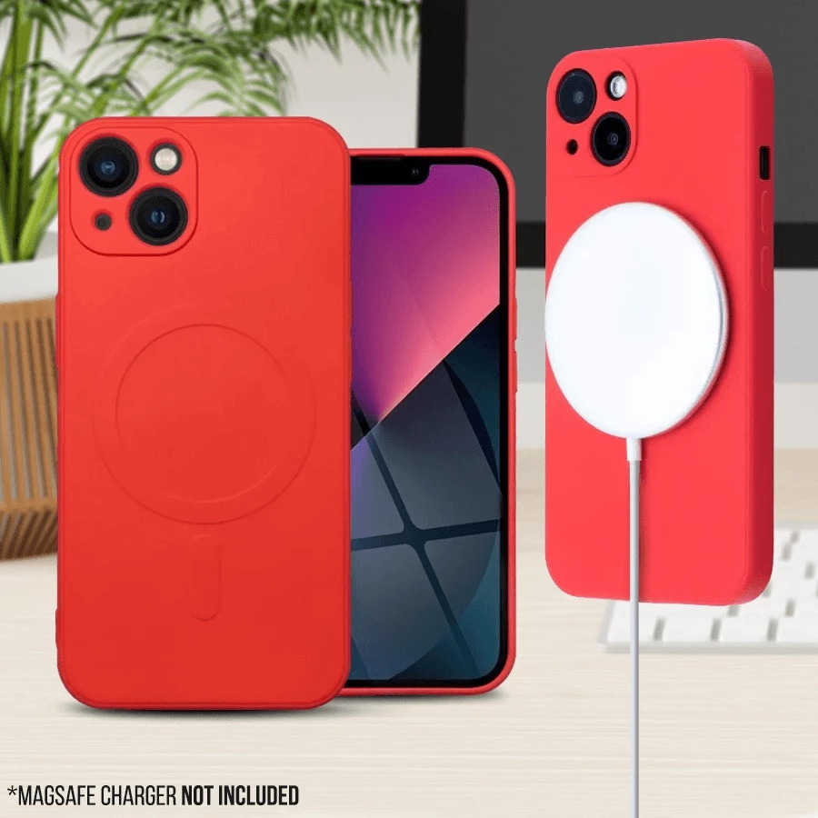 Mbështjellës ONASI 16084 për iPhone 14 Plus, silikon, MagSafe, mat, e kuqe