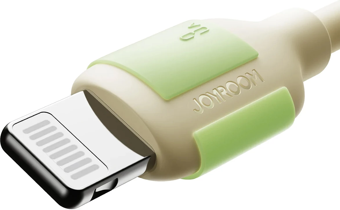 Kabllo Joyroom S-A53 USB-A në Lightning, 2m, 3A, majë fluoreshente, Bezhë