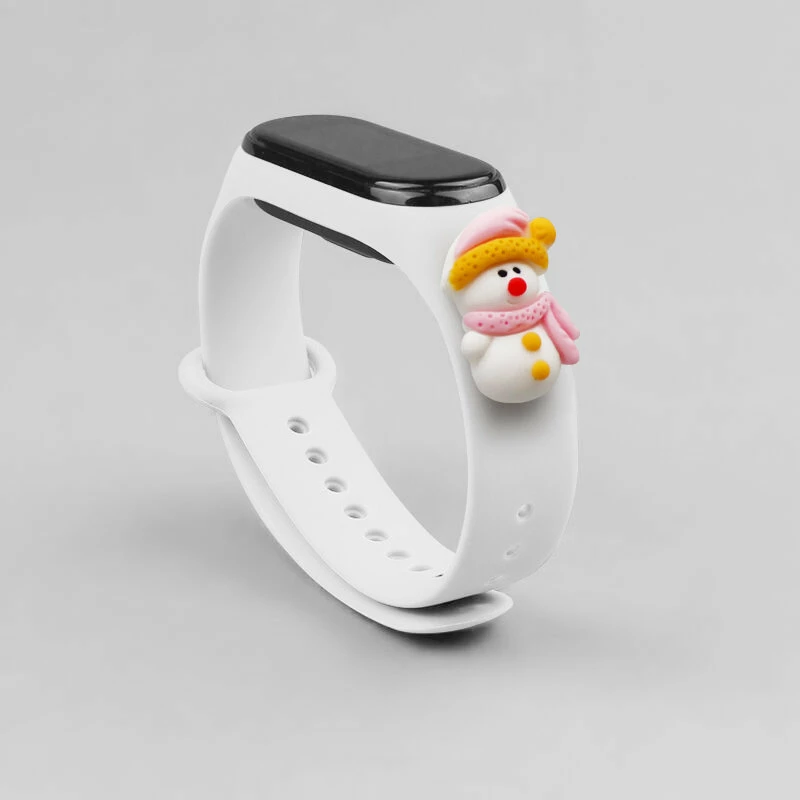 Rrip silikoni festiv për Xiaomi Mi Band 3/4 Hurtel, i bardhë, motiv dordoleci bore