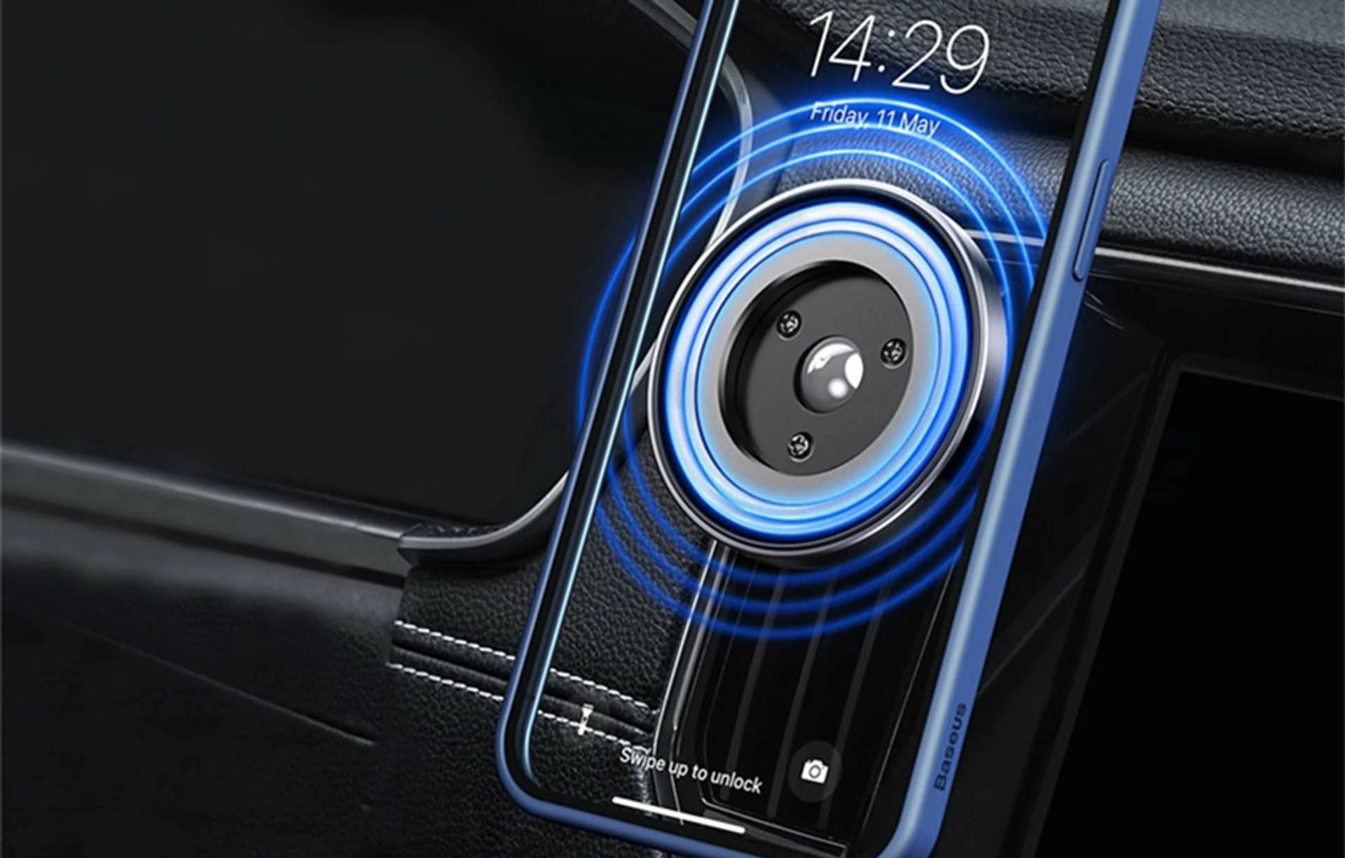 Mbajtës magnetik për celular Baseus NeoGravity, montim në grilë ventilimi/dashbord, i zi