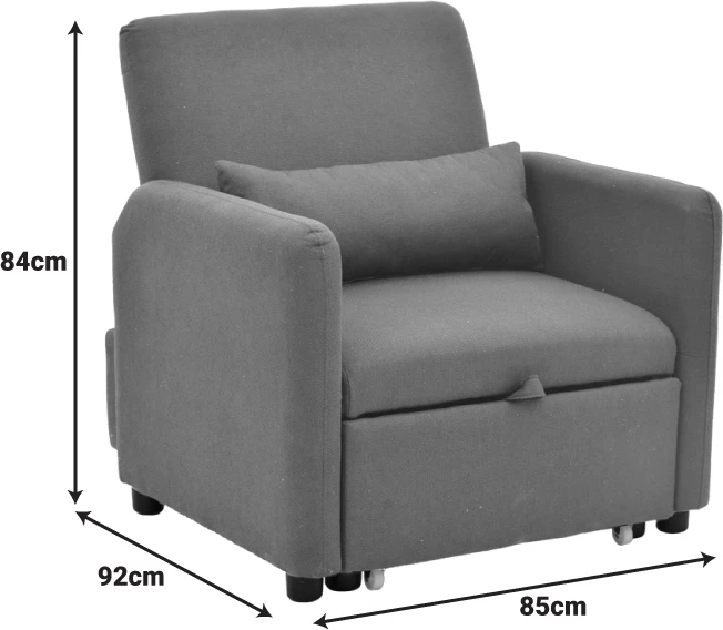 Fotel-krevat Flexa, material stof, ngjyrë gri, 85x92x84cm