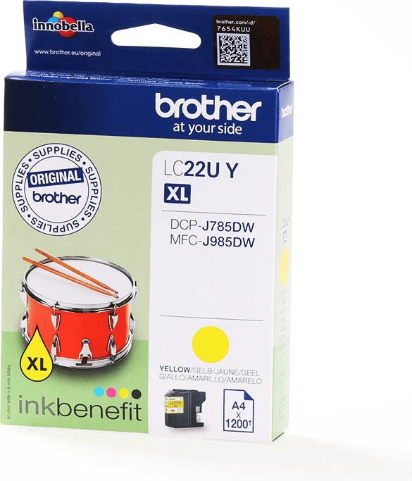 Kasetë boje Brother LC22UY XL, 1200 faqe, e verdhë