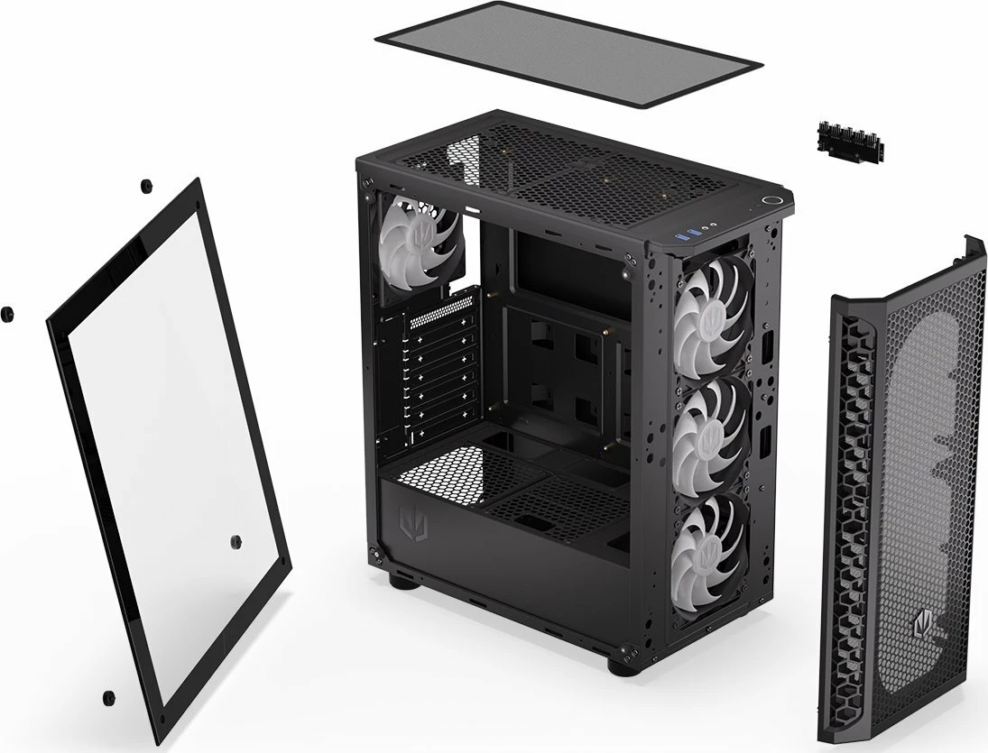 Kasë Endorfy Signum 300 ARGB EY2A006, Midi Tower, 4x120mm ARGB fan, ATX/mATX/Mini-ITX, e zezë