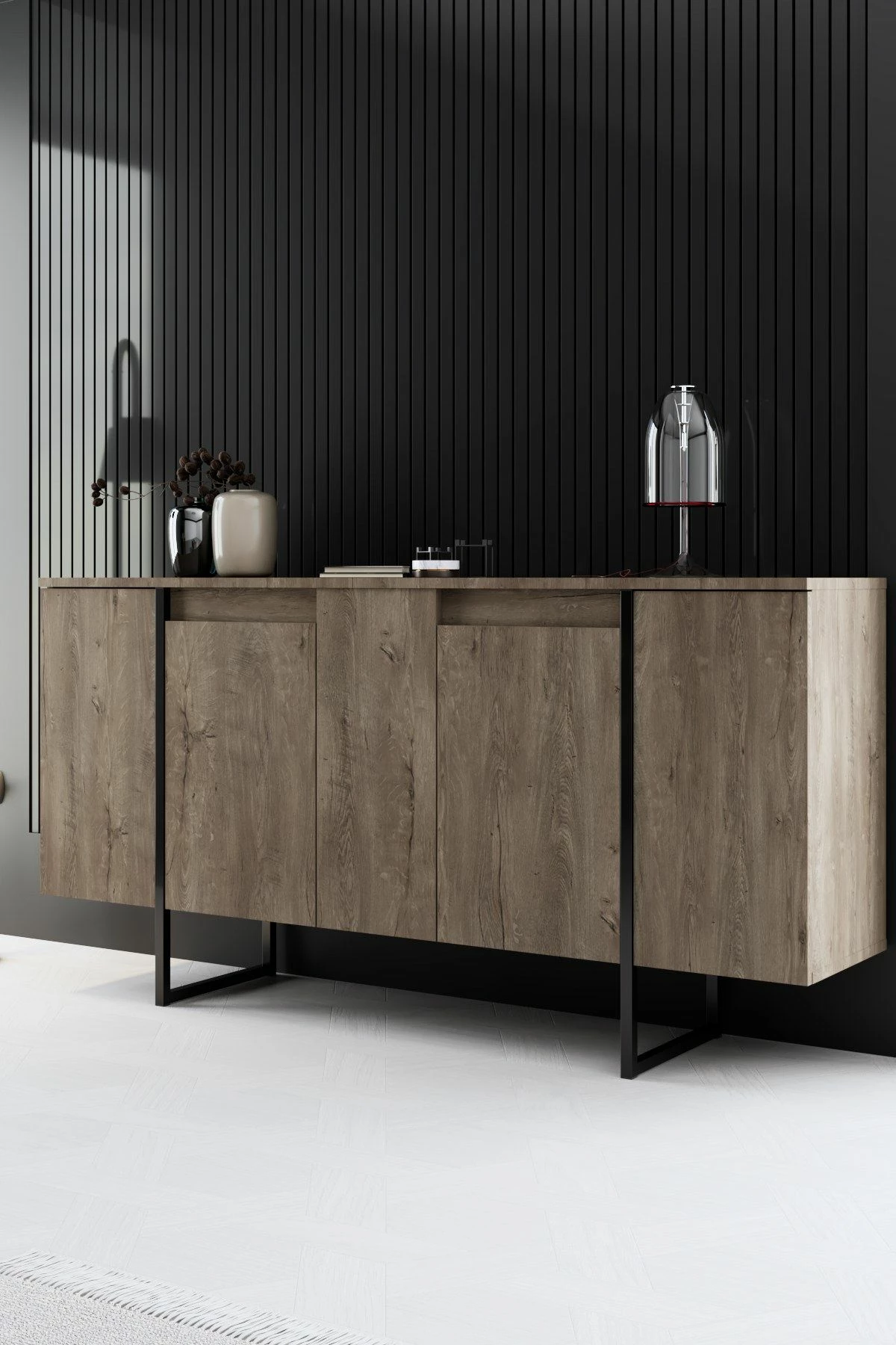 Konsolë Hanah Home Luxe, ngjyrë arre dhe e zezë
