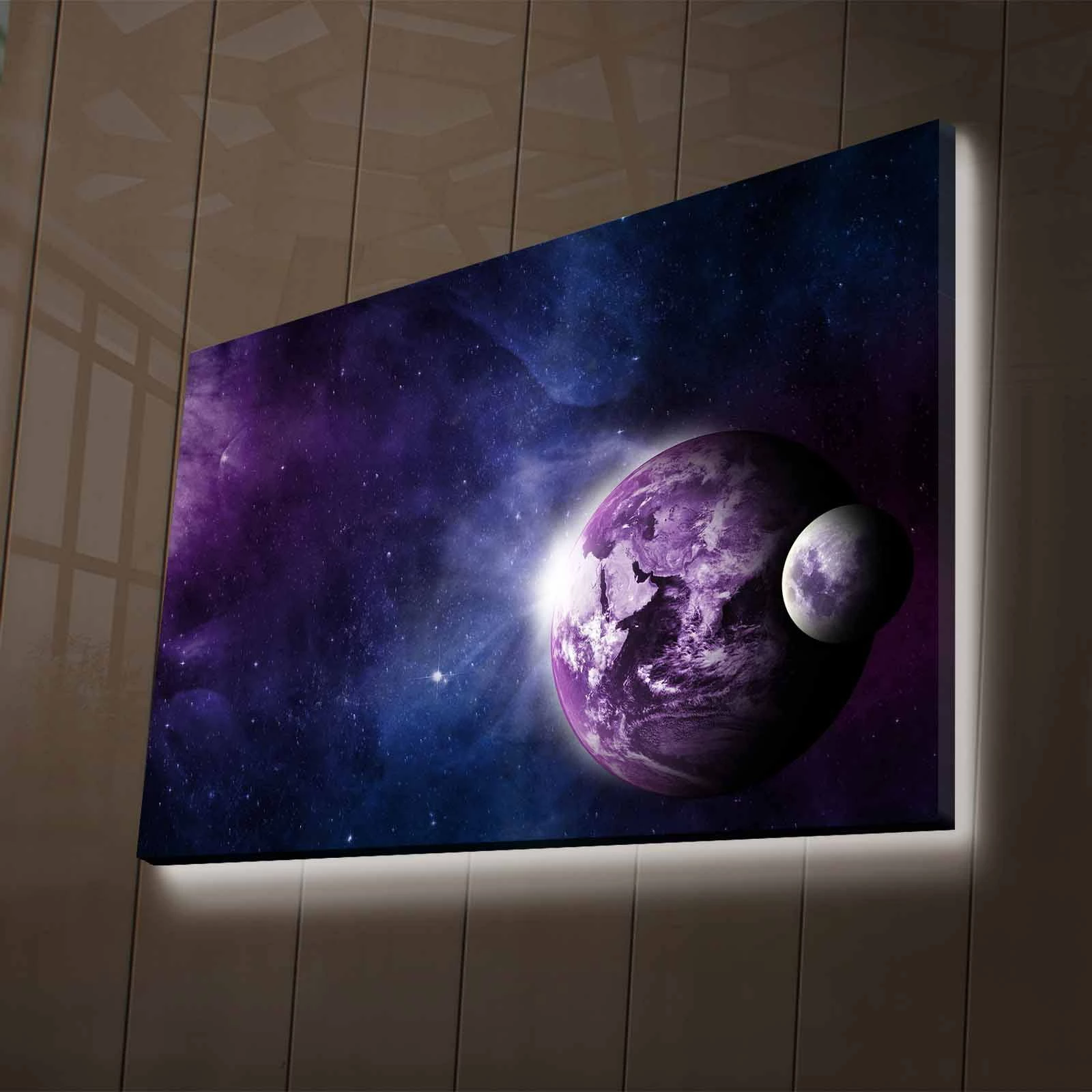 Pikturë dekorative në kanavacë me drita LED, Wallity NASA-020, shumëngjyrëshe, 45x70cm