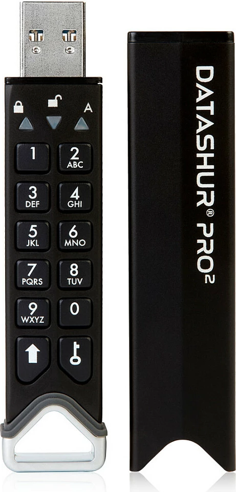 USB stick iStorage datAshur PRO2, 4GB, USB-A, me tastierë, i enkriptuar, IP68, zi