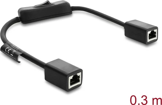 Kabllo rrjeti DeLOCK RJ45 femër-femër me switch, Cat6 F/UTP 0.3m, e zezë