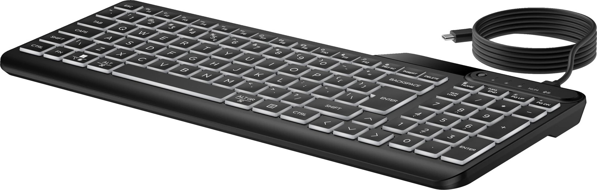 Tastierë HP 405 Multi-Device me ndriçim, me kabllo, USB Type-C, e zezë