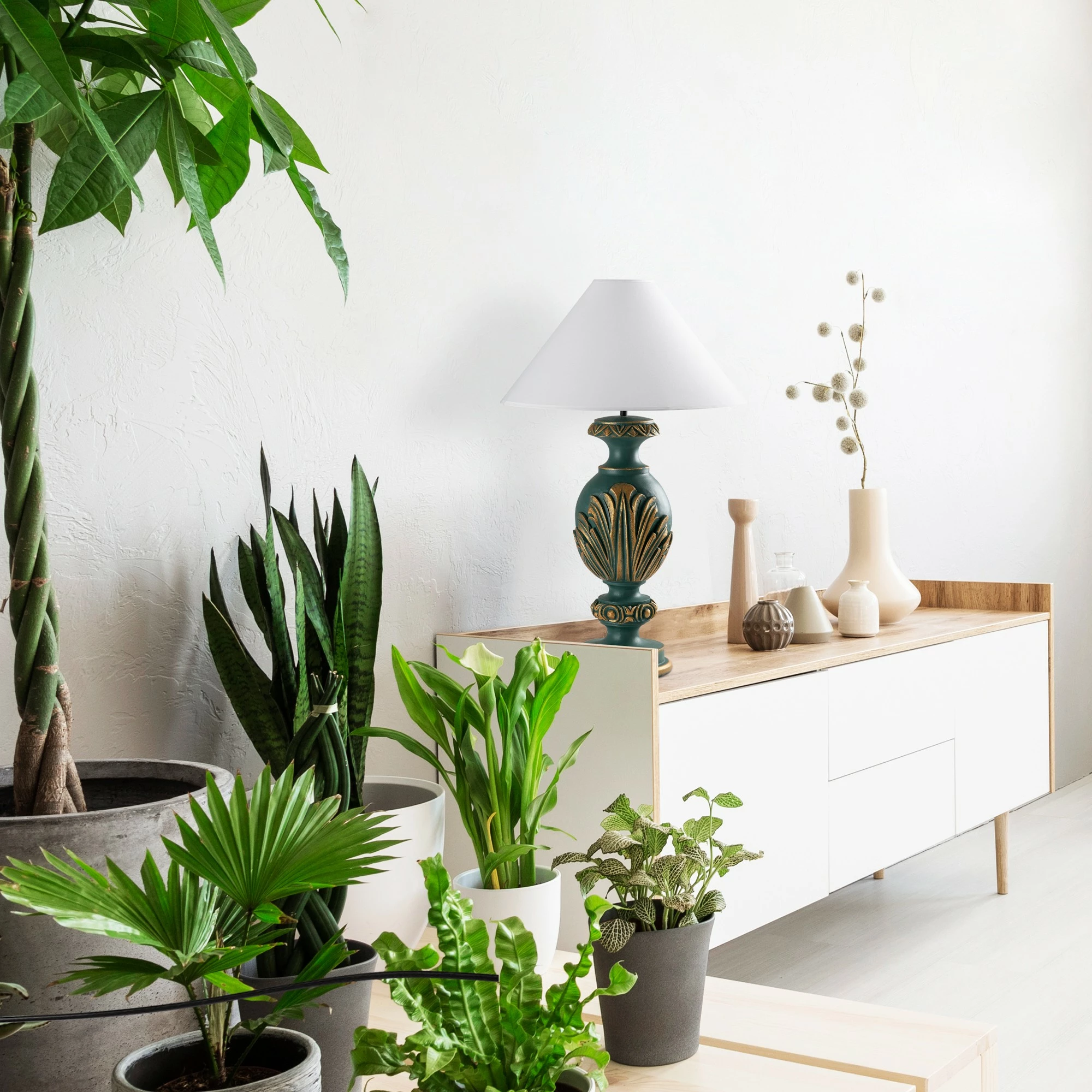 Llambë tavoline Opviq, ELEGANZE-5315, jeshile dhe e bardhë