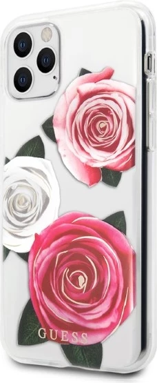 Mbështjellës Guess GUHCN58ROSTRT për iPhone 11 Pro, hardcase, Flower Desire Pink & White Rose, Transparent