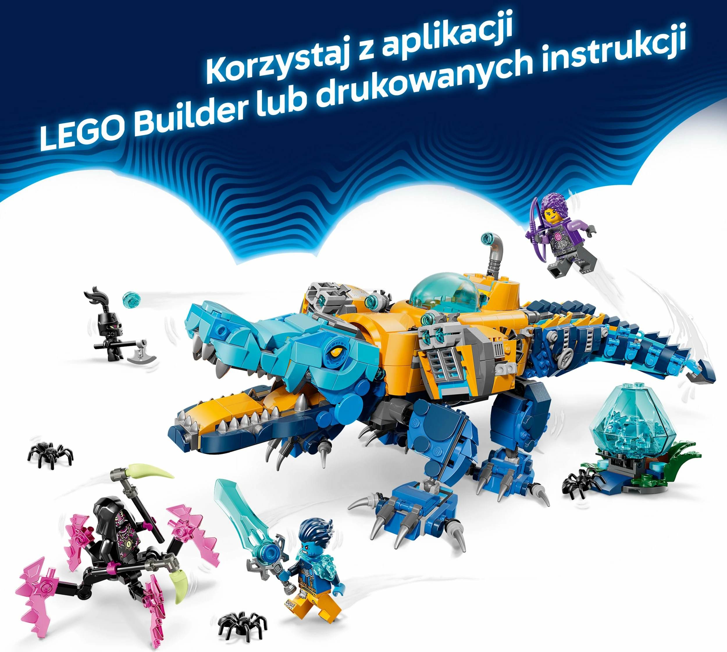 Set ndërtimi LEGO DREAMZzz Crocodile Submarine 71512, 1107 copë, 2-në-1