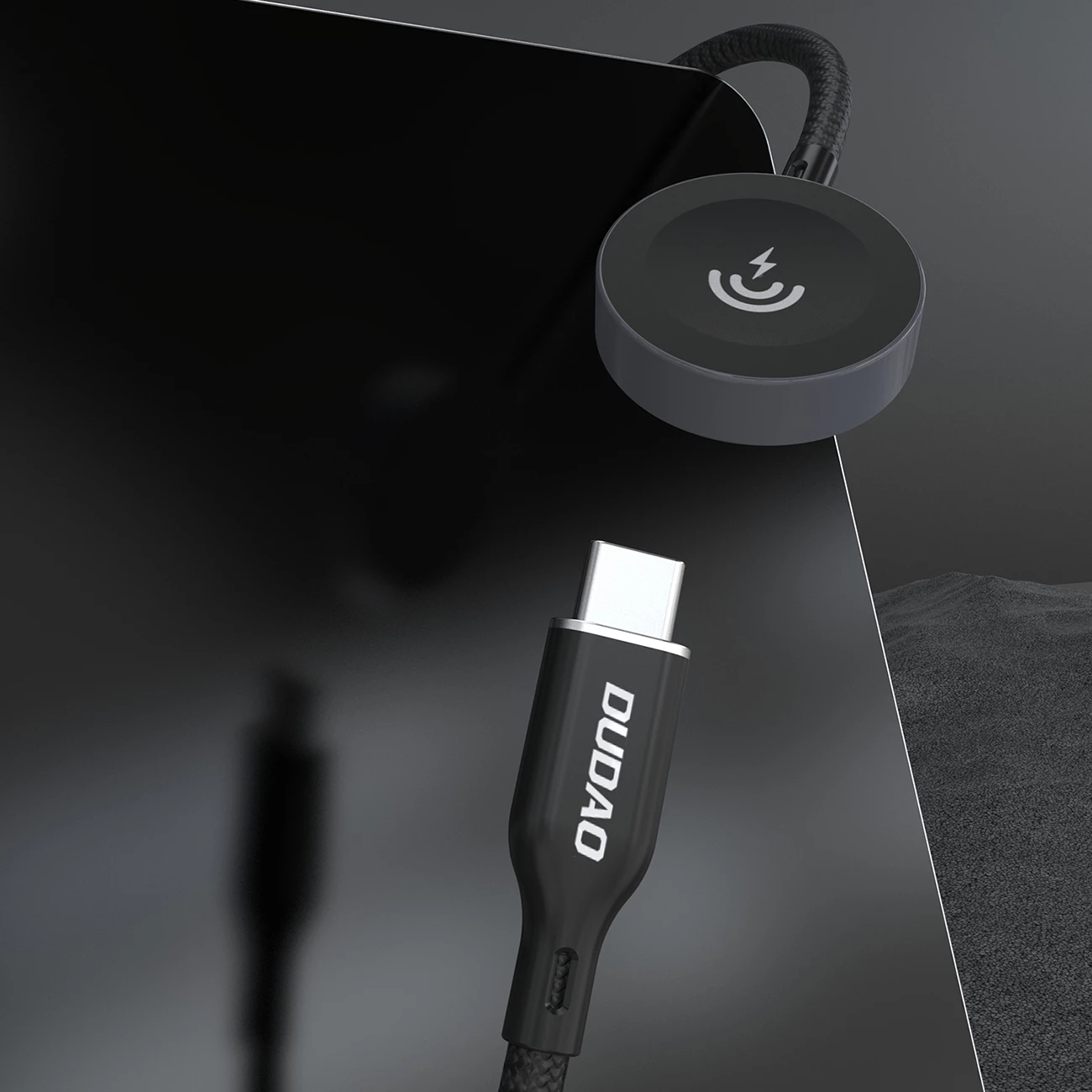 Karikues wireless Dudao A12C për Apple Watch, USB-C, 1.2m, Zi