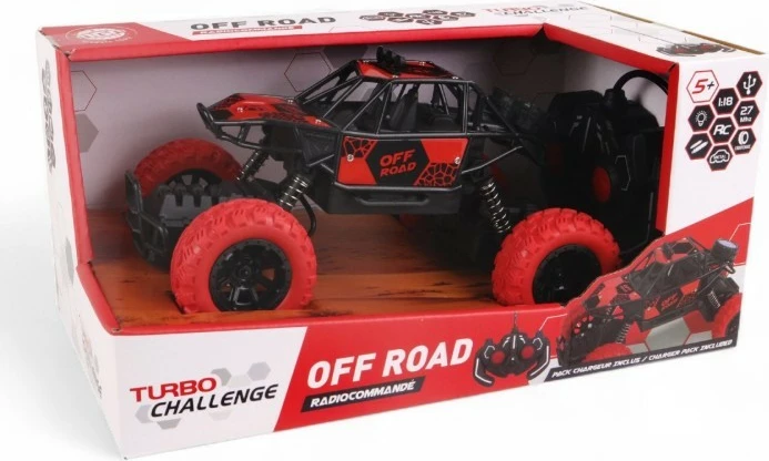 Makinë RC buggy off-road, Alba Moli Turbo Challenge 093733, shkallë 1:18, 2.4 GHz, shpejtësi 8 km/h, rreze 20 m, bateri 3.7V e rikarikueshme, e zezë e kuqe, set me telekomandë + bateri + karikues USB