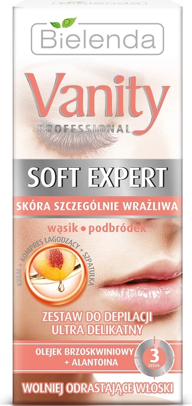Set për depilim fytyre Bielenda Vanity Professional Soft Expert për femra, 15ml krem + 10ml kompresë