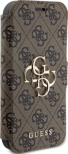 Mbështjellës Guess 4G Metal Logo për iPhone 15 Pro, kafe