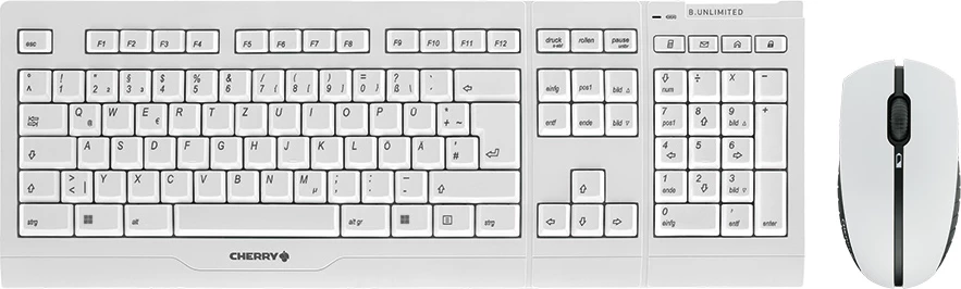 Set tastierë dhe maus Cherry JD0410S / JD-0410DE-0, layout gjerman (DE), Silver