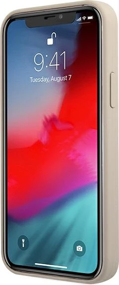 Mbështjellës Guess GUHCP12MLSVSGP për iPhone 12/12 Pro 6.1", silikon, hirtë/rozë