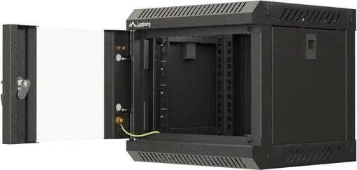 Kasë RACK LANBERG 10" 4U, e zezë, dyer xhami