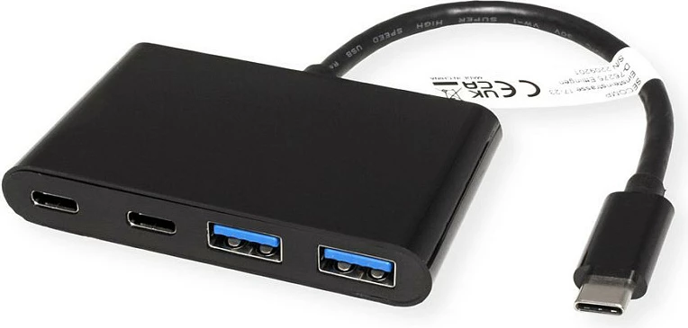 Hub USB-C VALUE 14.99.5041, 4 porta (2x USB-A + 2x USB-C), USB 3.2 Gen 1, alumin, i zi