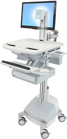 Karrocë multimedia Ergotron StyleView, për monitor deri 24", kapacitet 16.8 kg, me sirtar e tabaka tastiere, gri/bardhë