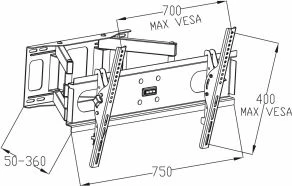 Mbajtëse muri për TV Art AR-52 30\"-70\", VESA deri 600x400, 60 kg, e zezë