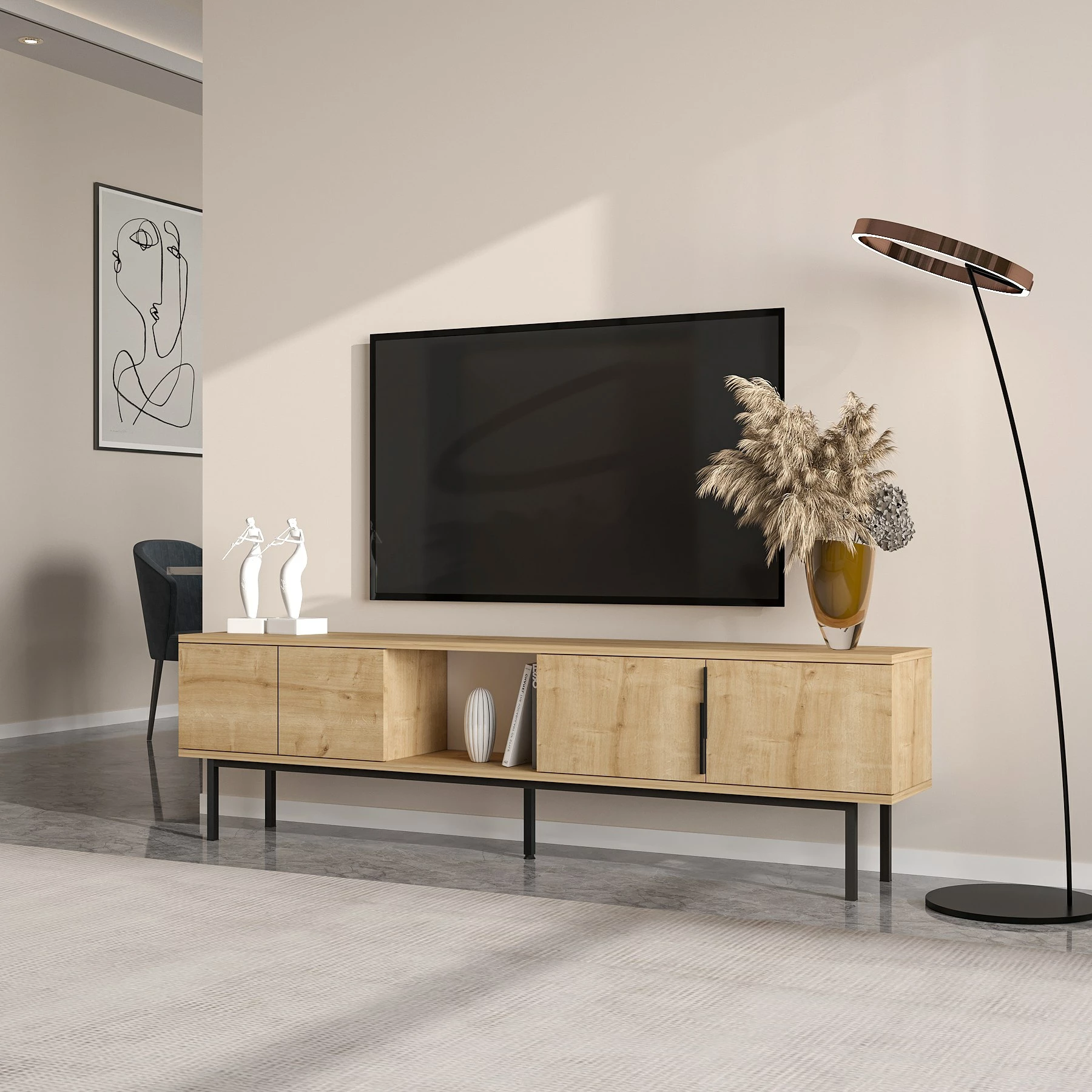 Komodë TV Skye Decor, ngjyrë lis safir, Ramsey