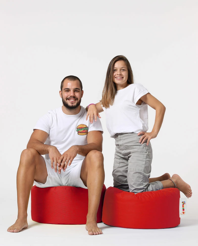 Puf kopshti i rrumbullakët, ngjyrë e kuqe, Atelier del Sofa
