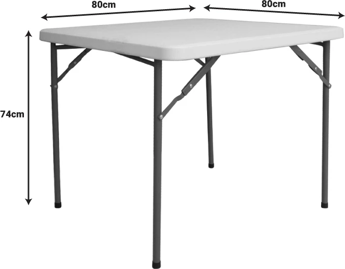 Tavolinë palosëse Comfort për katering, ngjyrë e bardhë, 80x80x74cm