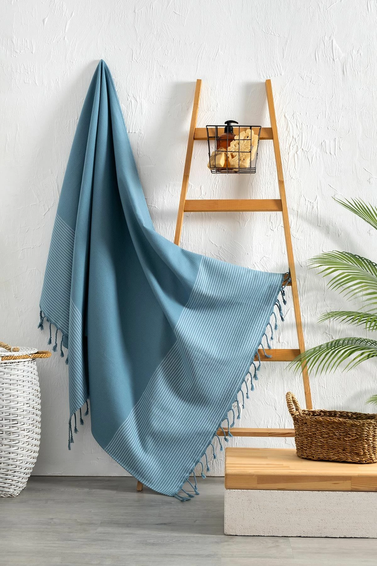 Peshqir plazhi Fouta Mijölnir, Selge, ngjyrë kaltër