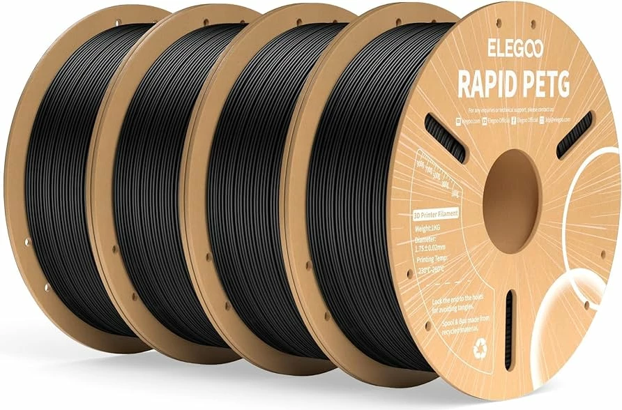 Filament 3D ELEGOO Rapid PETG, 1.75mm, 4x1kg, Black