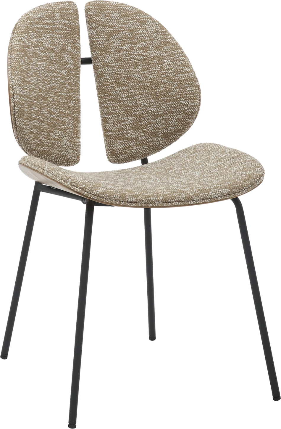 Karrige për ngrënie LUNGS FH9982.01, kornizë metalike e zezë, pëlhurë bezhë, 49x53.5x80H cm, set prej 2 copësh