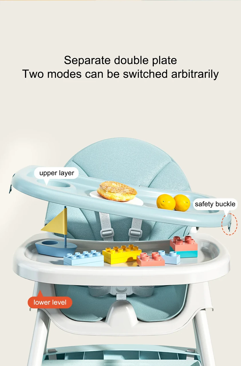 Karrige e ngrënies me rrota dhe lëkundëse për fëmijë KNLFH, hiri