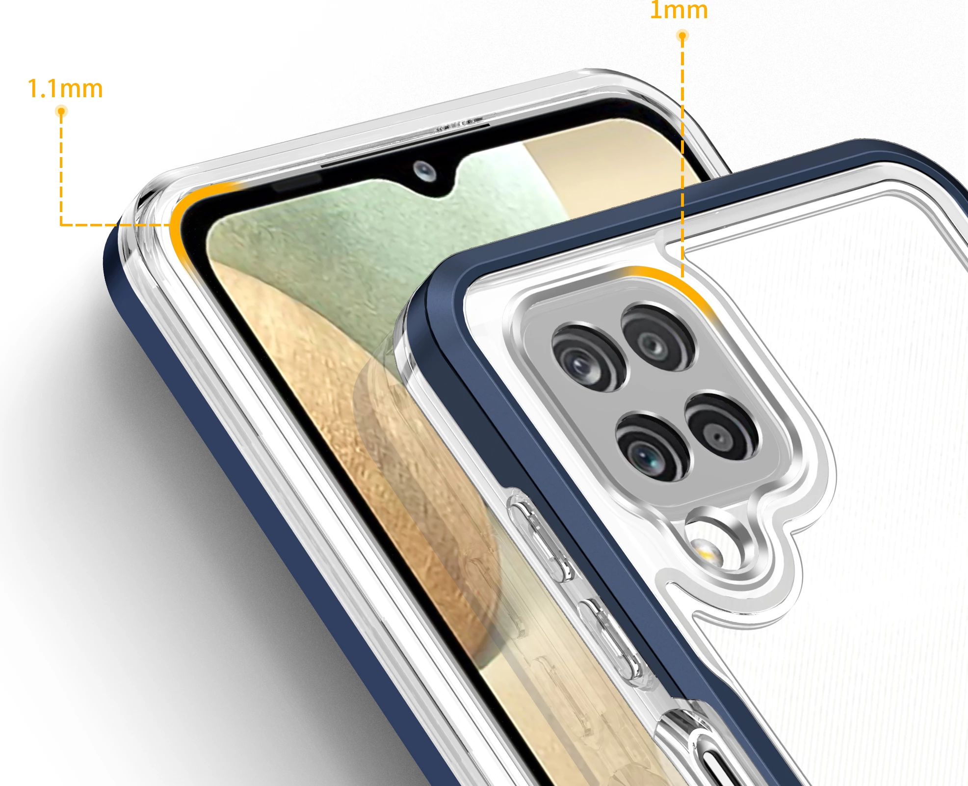 Mbështjellës Hurtel Hybrid Armor Clear 3 in 1 për Samsung Galaxy A22, Blu/Transparent