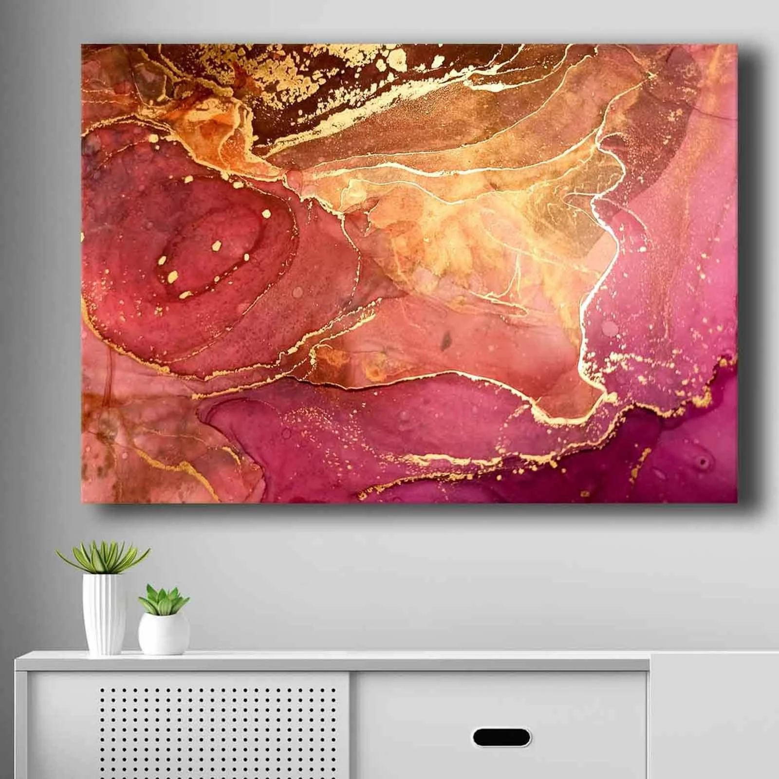 Pikturë dekorative në kanavacë, ngjyrë rozë dhe ar, Wallity 70100NISC-031, 70x100cm