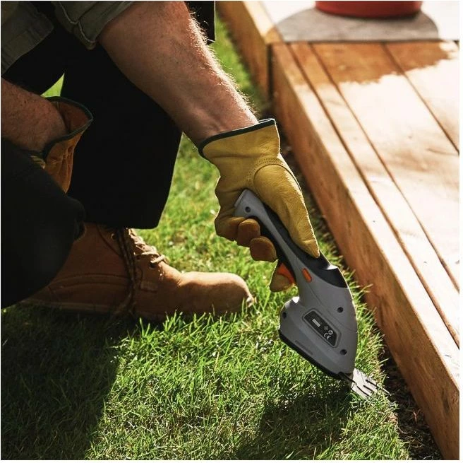 Trimmer pa kabllo 2-në-1 VONHAUS 2500259, 3.6V Li-ion, teh 10 cm + gërshërë bari 7 cm, adaptor UK/EU, gri/zi/portokalli