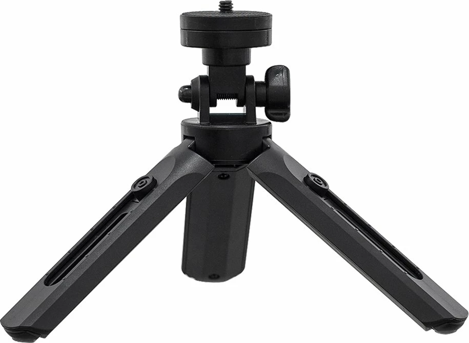 Mini tripod/selfie stick Hurtel 16-21 cm, për celular/GoPro, kllapë 55-90 mm, rrotullim 360°, i zi