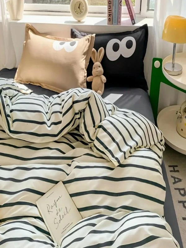 Set mbulesash për dyshek dopio, L'essentiel, Funny, ngjyrë e zezë dhe kafe