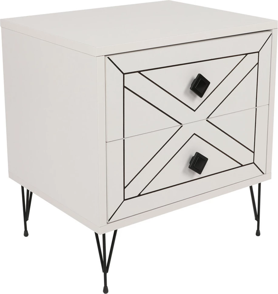 Komodinë anës krevati Hanah Home, Luna, e bardhë