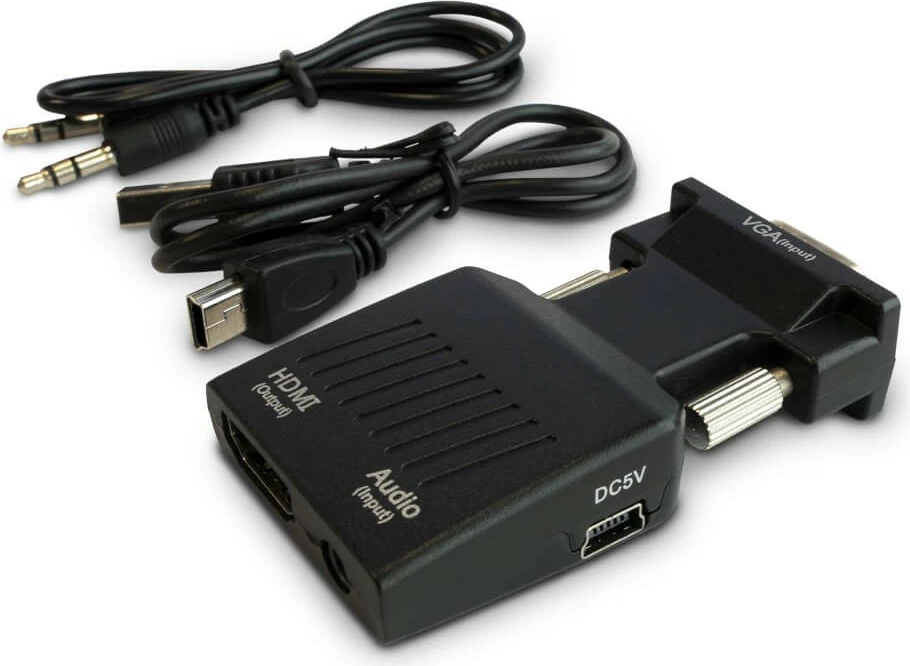 Konvertues VGA në HDMI Savio CL-145, Full HD, me audio, i zi