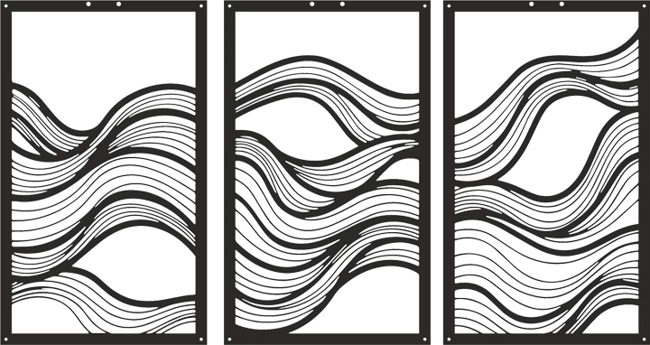 Dekor muri Ocena, set prej 3 pjesësh, metal i zi, 30x1.5x50cm