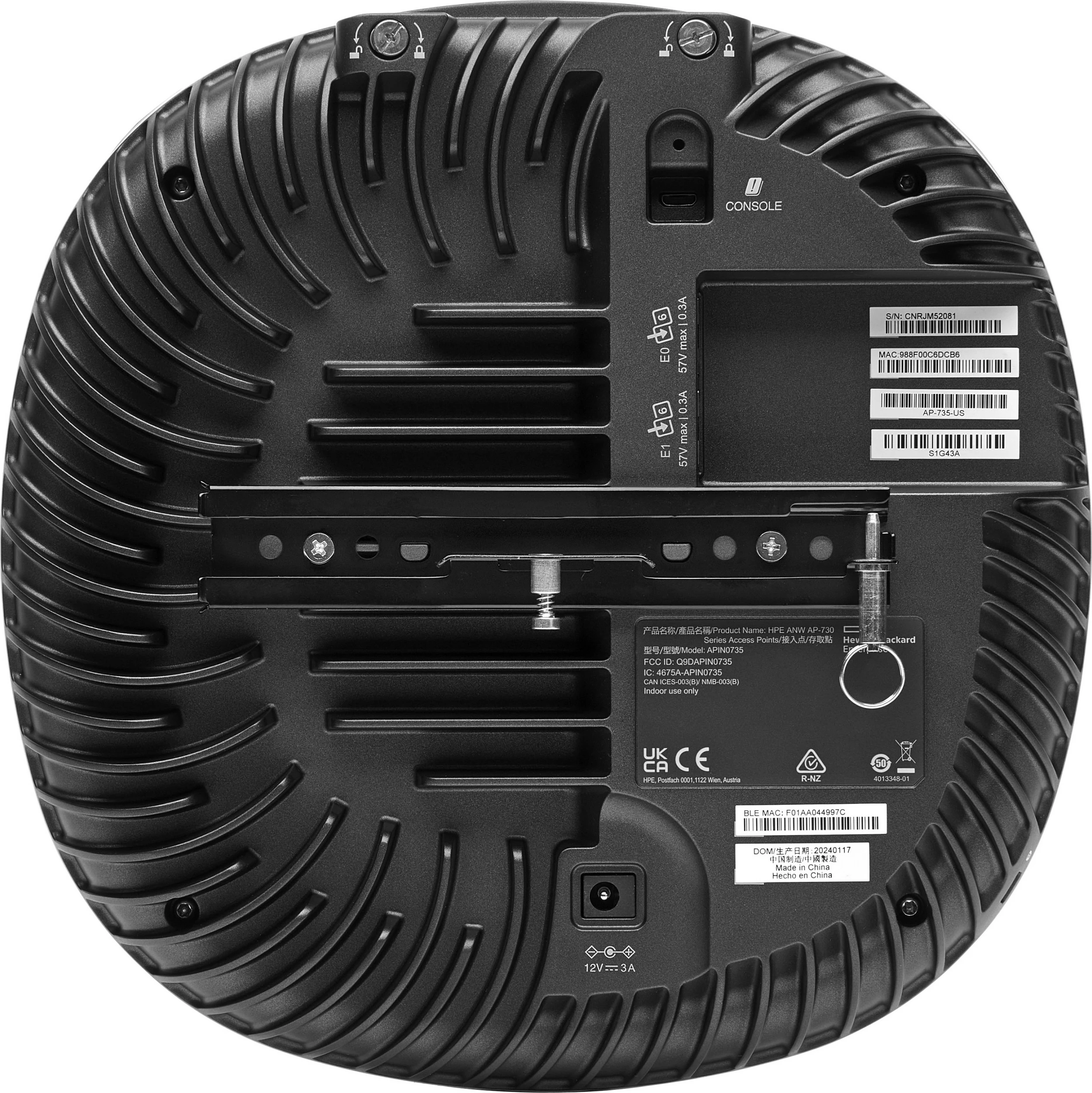 Access point HPE Aruba Networking AP-735 (RW), Wi‑Fi 7 tri-band, 2x 5GbE, antena interne, e bardhë