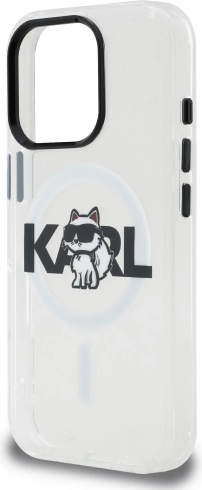 Mbështjellës Karl Lagerfeld IML Choupette Head Sketch Logo MagSafe për iPhone 16 Pro, transparent, me kuti