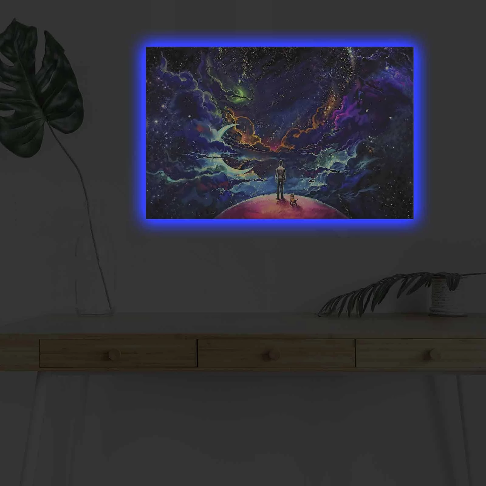 Pikturë dekorative me drita LED, Wallity NASA-011, shumëngjyrëshe, 45x70cm