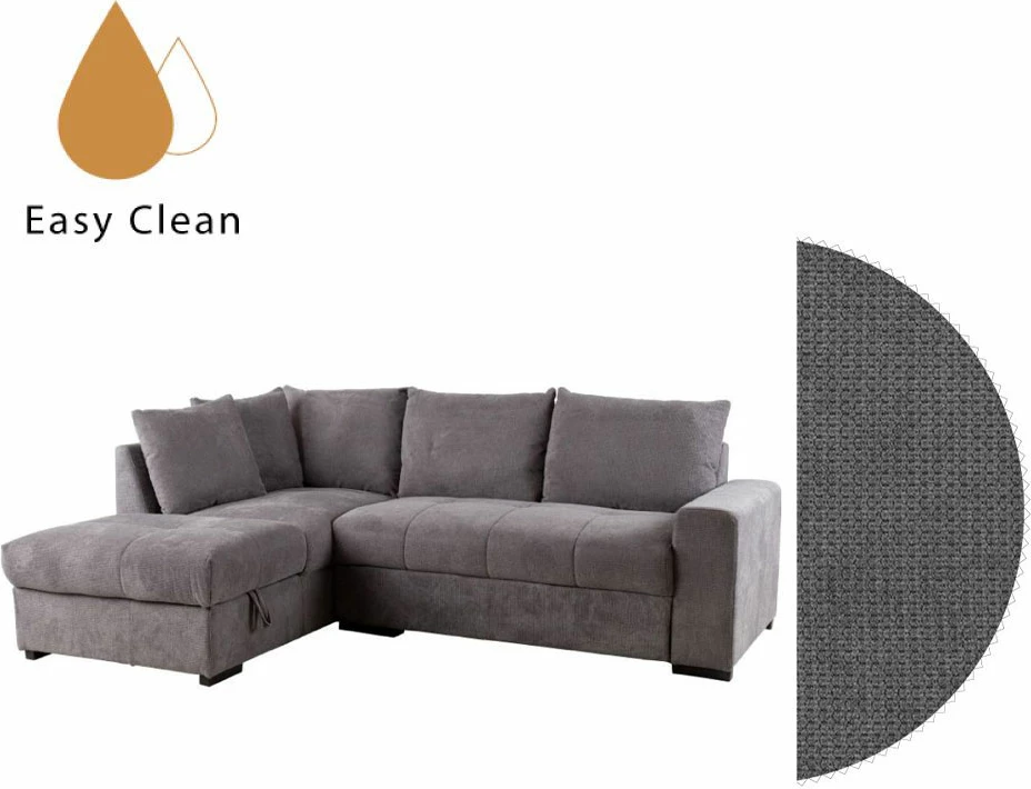 Kënd divan Bill, shtrihës, kënd i majtë, ngjyrë gur, 241x173x94