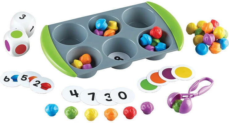 Set edukativ Mini Muffin Match Up Learning Resources LER 5556, për fëmijë 3+, 60 mini-muffina, 6 ngjyra