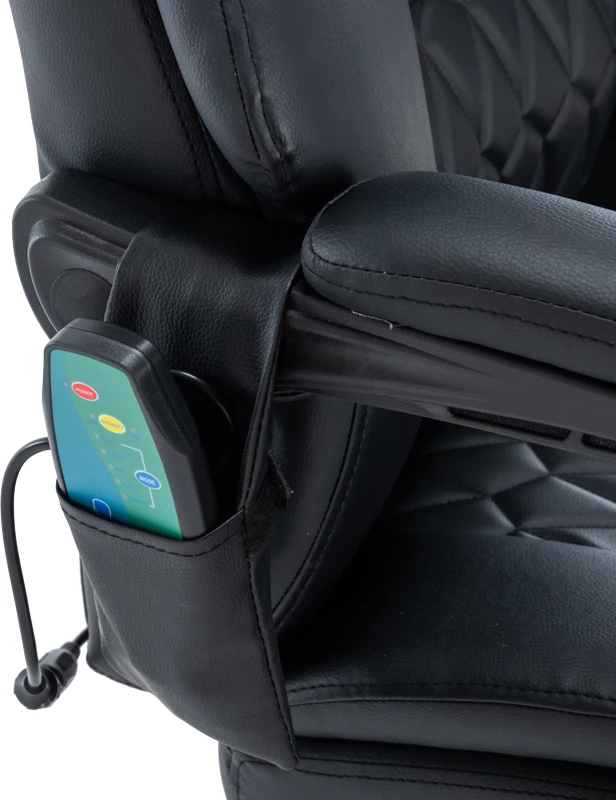 Karrige për zyre, mekanizëm premium, masazh-ngrohje, e zezë